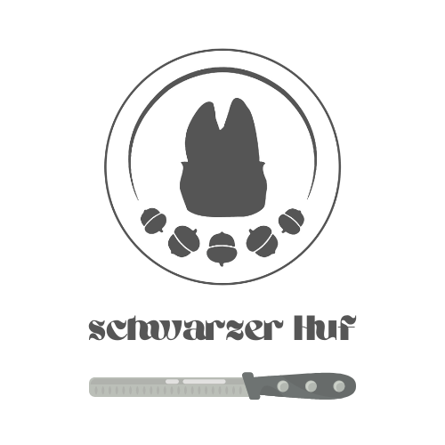 schwarzer Huf Logo, Iberico Pata Negra Schinken aus Eichelmast. Onlineshop & Catering