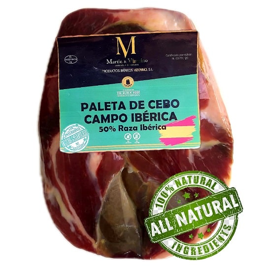 knockenlose (ohne Knochen) roher
Iberico de Bellota Schinken ,
mit Eicheln gefüttert
. Pata Negra
spanischer Schinken
, Luftgetrockneter