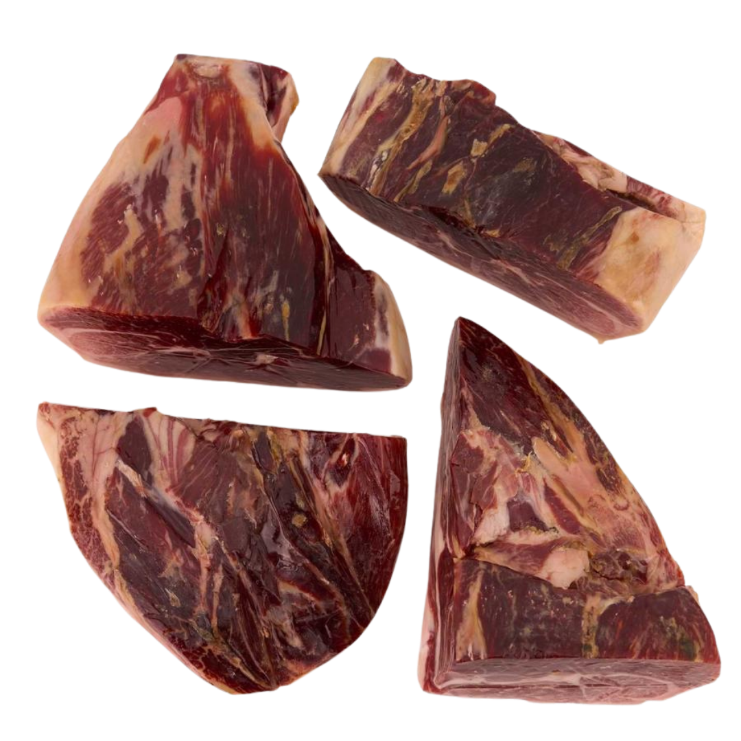 Iberischer Schinken ohne Knochen, in vier Stücke geschnitten, ideal für maschinellen Zuschnitt