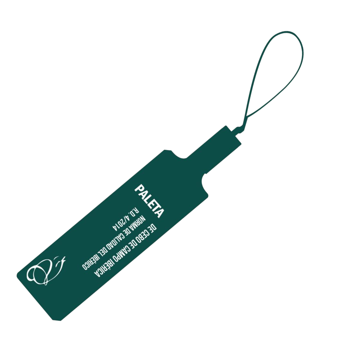 Grünes Zertifizierungsband der iberischen Paleta – Cebo de Campo Qualität