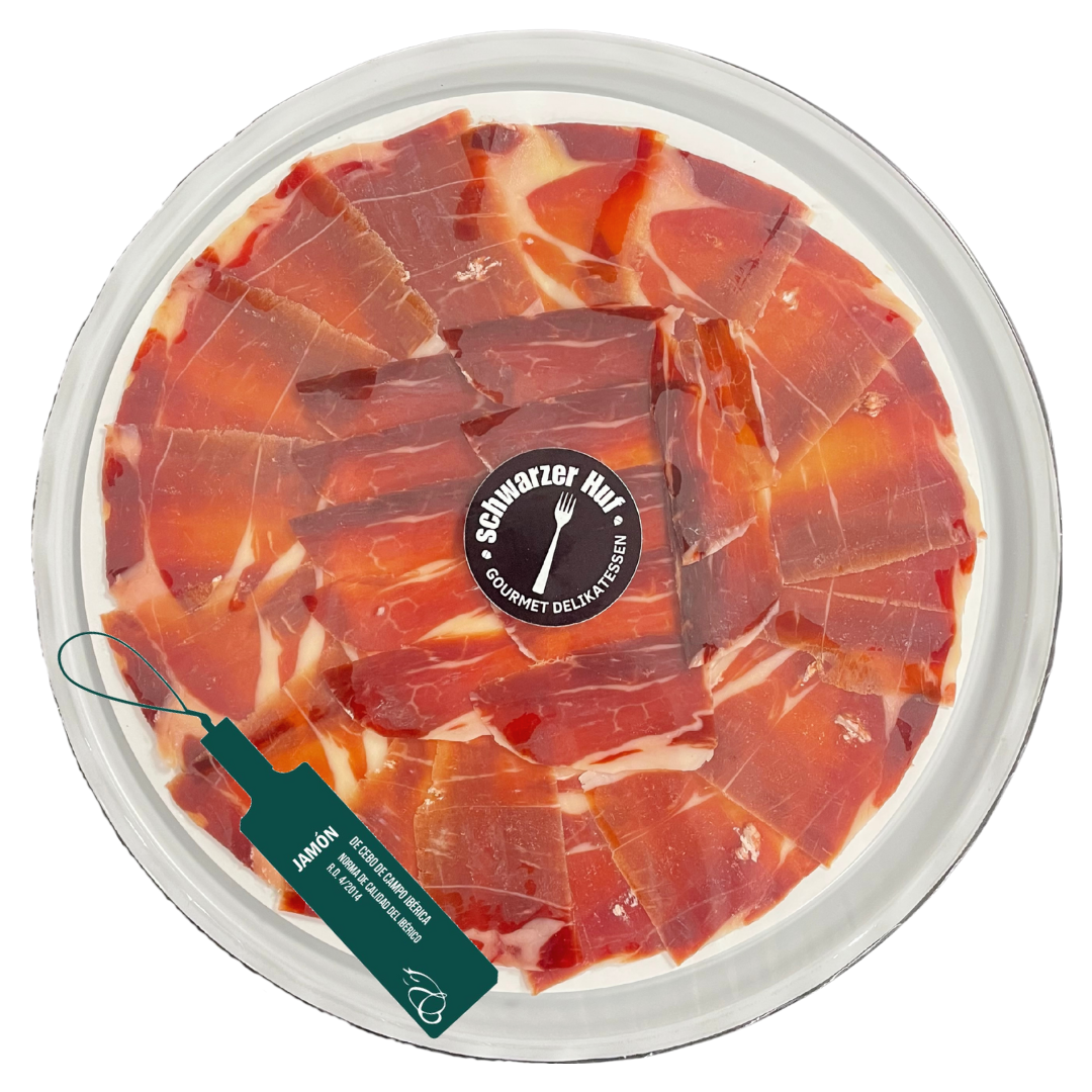 Handgeschnittener Jamón Ibérico Green Label Cebo de Campo in Schutzatmosphäre, 90 g