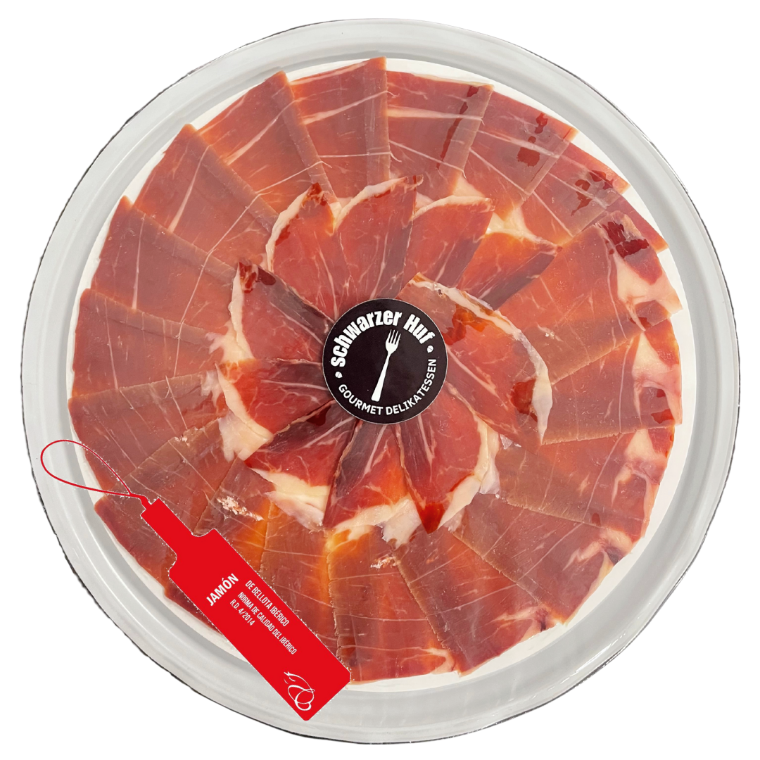 Handgeschnittener Jamón Ibérico Red Label Bellota 50 % in Schutzatmosphäre, 90 g